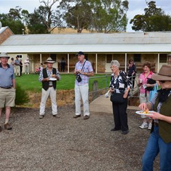 Riders and guests enjoying a hearty breakfast prepared by Bungaree Station