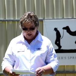 Debbie talks to the crowd of the importance of the RFDS