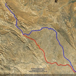 Our days Route: Blue - Outwards.   Red - Return