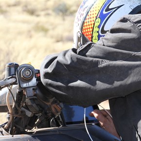 Jaydub checking coordinates on the GPS screen