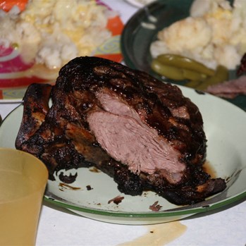 A camp oven roast ala Suzette