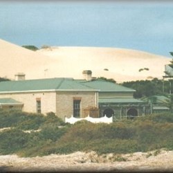 Historic buildings in the dunes at Fowlers Bay