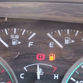 Running on Vapour - Both tanks at 'E' with the warning light on.