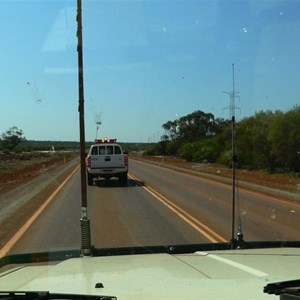 Our escort past the mine site