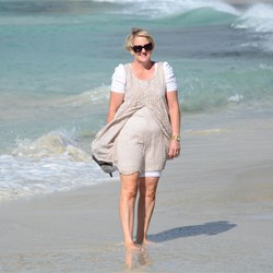 Fiona enjoying our walk along the beach