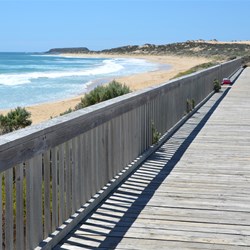 The large platform overlooking the surf beach