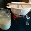 Setup colander over jug before straining