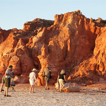 The red cliffs of the western beach