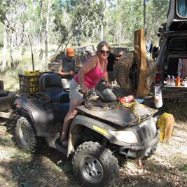 Suze and the quad at camp