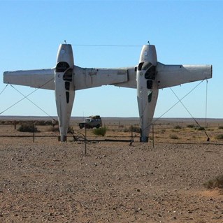 "Junk Art" sculptures on the Oodnadatta Track