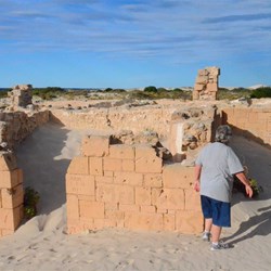 Barb and John walking around the ruins of the Telegraph station at Eucla