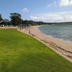 looking back on the van park from the town