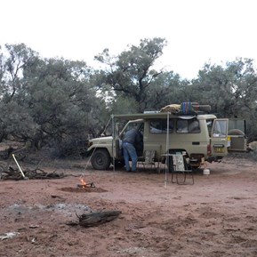Our camp in the gidgee at the top of Cattlewater Pass