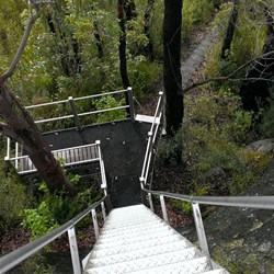 metal staircasse on Mt Frankland