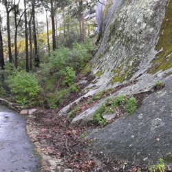 walking alongside the rock