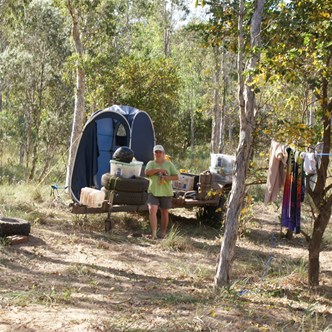 Gab's back yard and bathroom