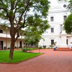 view inside the locked gates...now the guesthouse