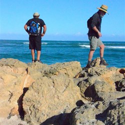 boys climbing rocks and being boys!