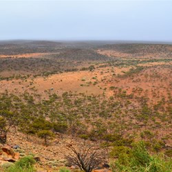 view of the pajero parked below, taken on the way up the bluff