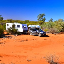 campsite on the red sand along Butchers track
