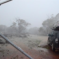 landscape in heavy rain