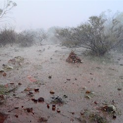 scene from the shelter of the awning