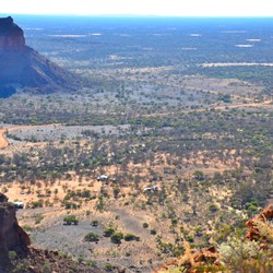 view over the campground from on top of the escarpment