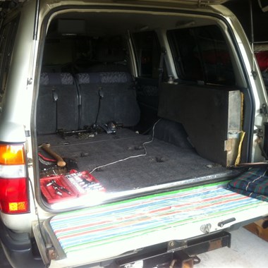 Seats out, Water tank in, wiring found behind panels