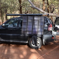 Trying my new Solar Powerfilm Solar blanket