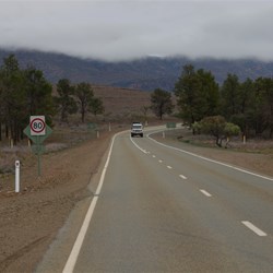 Leaving Wilpena with a cloud covered Ranges