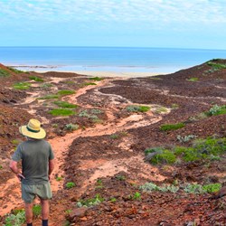 walking from the camp ground to the beach