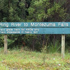Ring River to Montezuma Falls sign