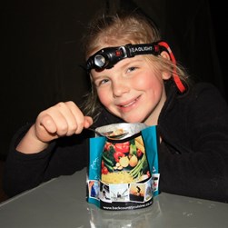 Tucking into a easy BackCountry dinner