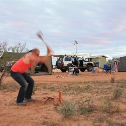 David chopping wood