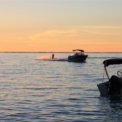 Michelle waterskiing