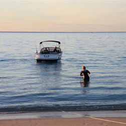 Michelle attempting a beach start