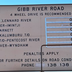 road signs at the start of the Gibb River Road near Derby