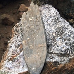 The broken woomera used as a message stick (?)