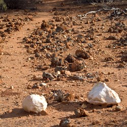 The quartz rocks and cleared line