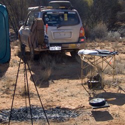 Shower tent all set up
