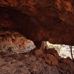 One of the caves in the breakaway above our camp