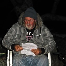 Ian (Me E) giving the night's Frank Hann Diary reading