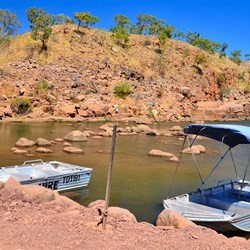 boats at the jetty Chamberlain gorge