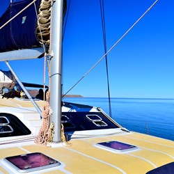 view of the boat and the lake