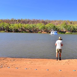 fishing at boat ramp Big Horse Campground