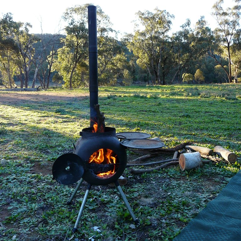 Warm and cosy sitting by 'Oink' the Oz Pig