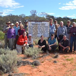 Group photo with Robin at this old sign on the Nawa Junction Track