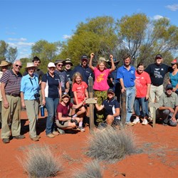 Group photo at the remote 300 Mile Marker, north of Dingo Claypan