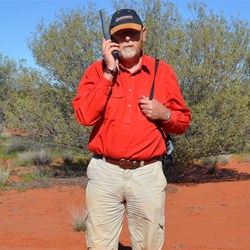 Making a Sat Phone call to Robin - checking on Della's Condition