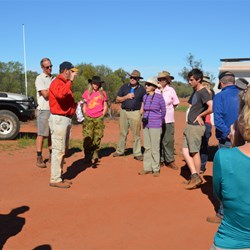 Giving the good news to the group on the Anne Beadell Highway